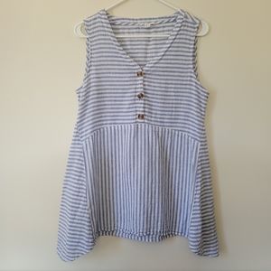 Beach Lunch Lounge Hayden Linen Blend Sleeveless Handkerchief Hem Tunic Top